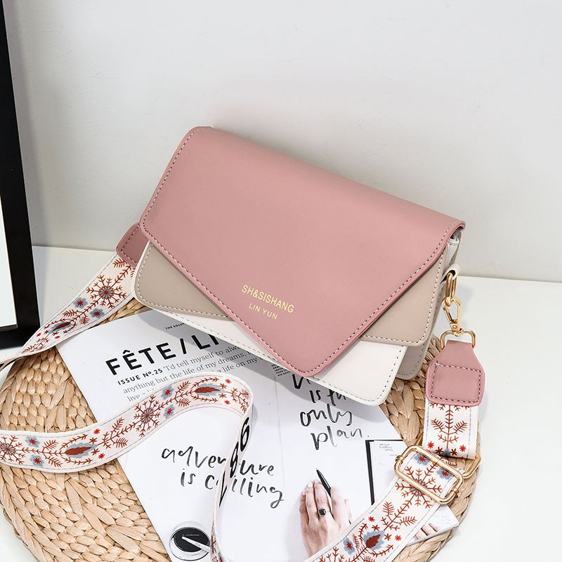 A Generation Of New Pu Domestic Korean Fashion Stitching Small Square Bag Trend Contrast Color Messenger Bag - Image 5