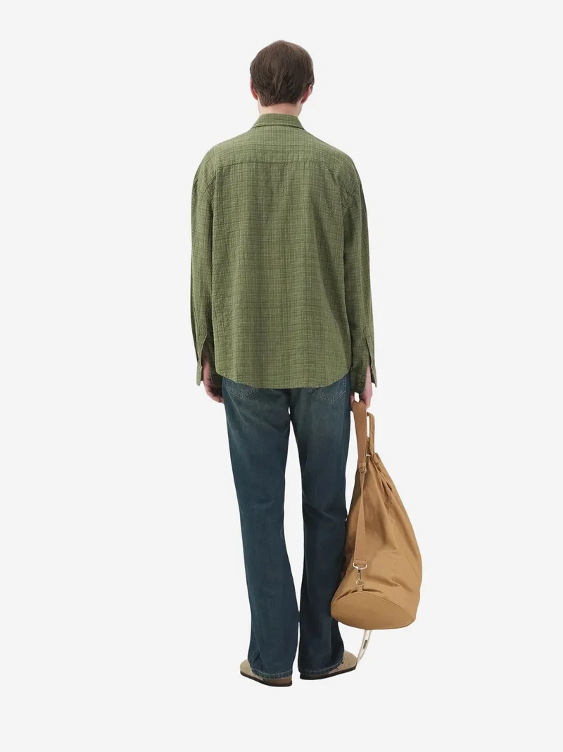 Giesto Khaki Green GIESTO Men's Plaid Button-Up Shirt for Men | Best Price UAE