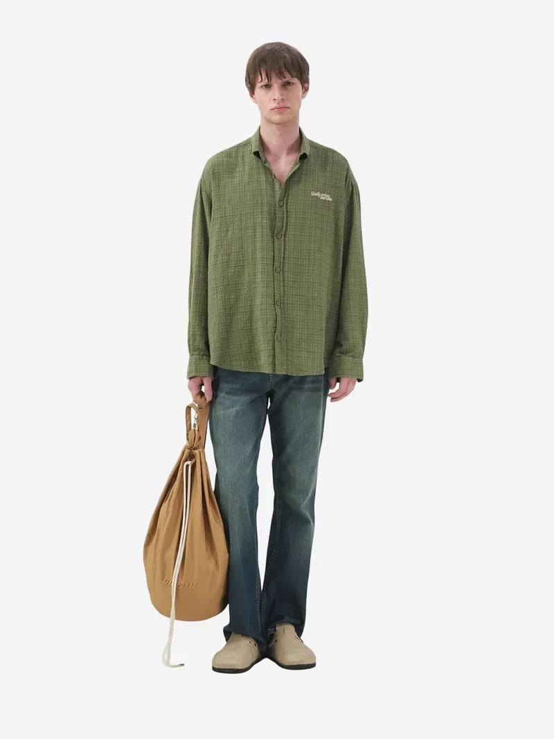 Giesto Khaki Green GIESTO Men's Plaid Button-Up Shirt for Men | Best Price UAE