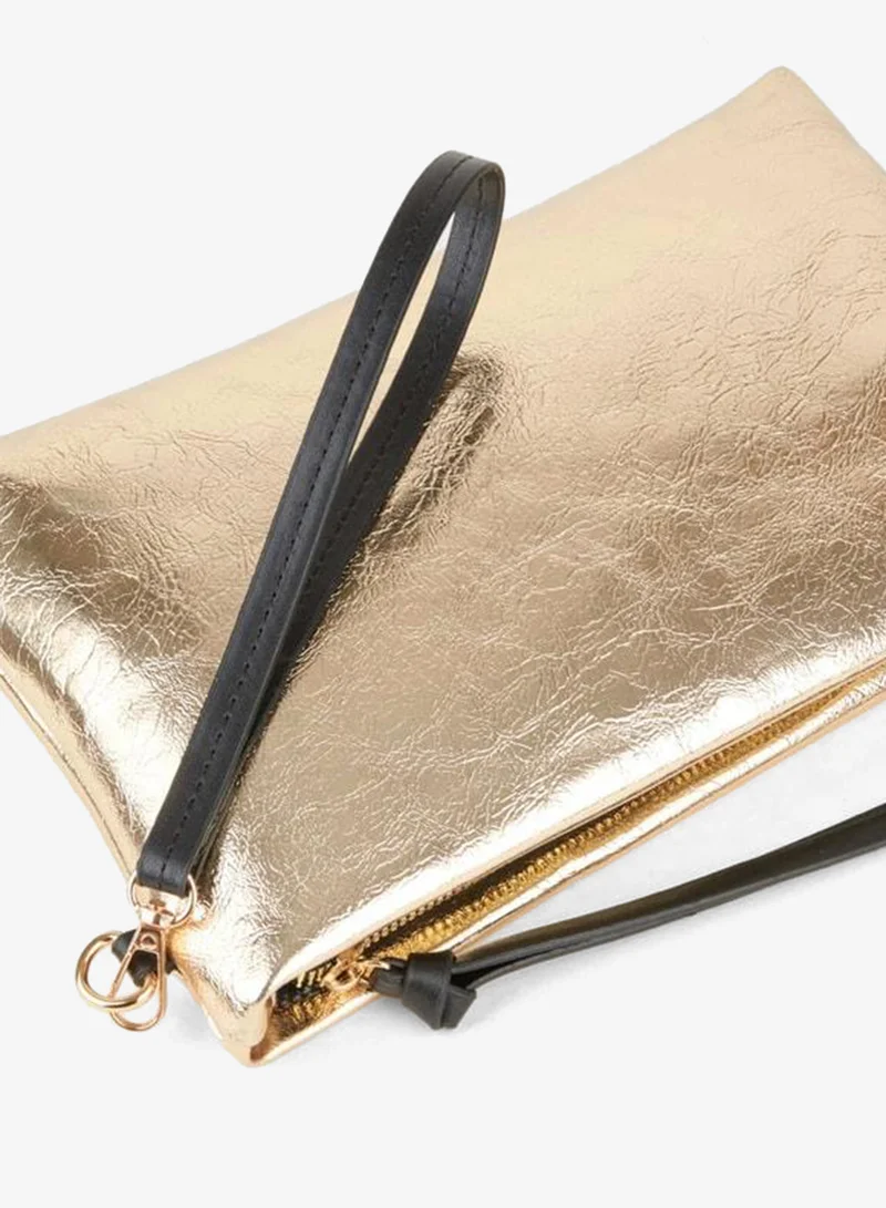 Women's Bellis Gold Lined Synthetic Leather Wrist Strap Portfolio Hand and Clutch Bag.