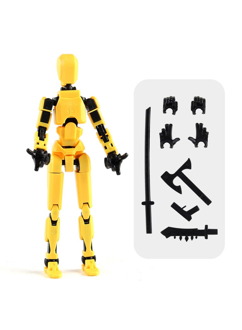 Children's Educational And Creative Assembly 13 Joint Doll Building Blocks 3D Printing Multi-joint Full Body Activity Decompression Toys (Yellow) 