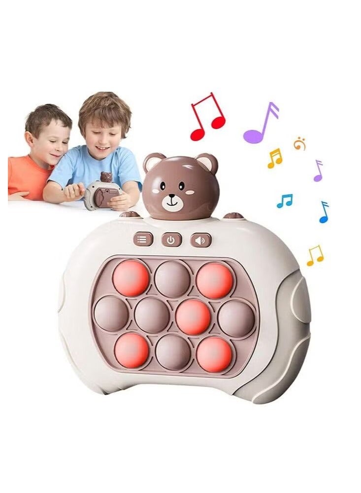 Bebiland Bear Shaped Handheld Game for Kids, Puzzle Pop Light Up Game Toy for Fidget Stress Relief, Brown - Image 1