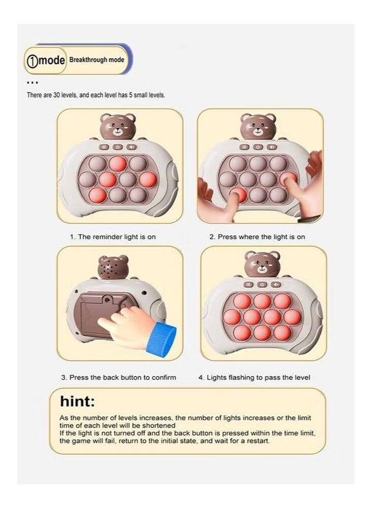 Bebiland Bear Shaped Handheld Game for Kids, Puzzle Pop Light Up Game Toy for Fidget Stress Relief, Brown - Image 4