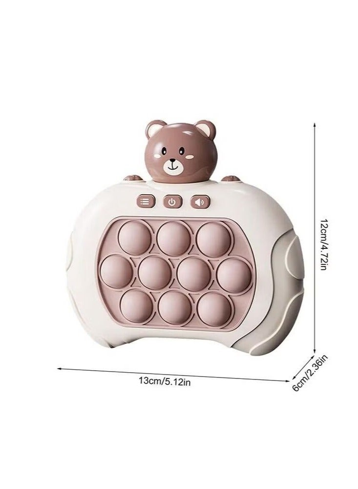 Bebiland Bear Shaped Handheld Game for Kids, Puzzle Pop Light Up Game Toy for Fidget Stress Relief, Brown - Image 2