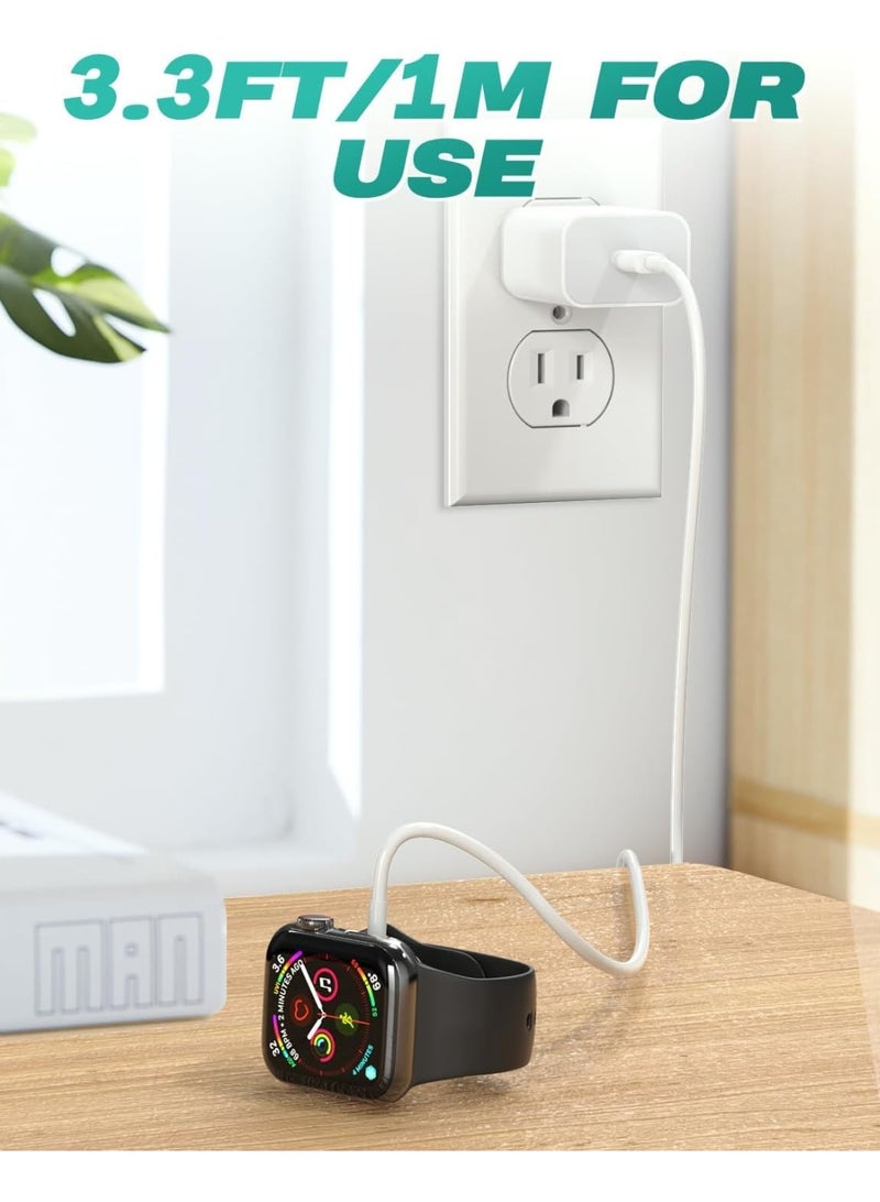 𝟐𝟎𝟐𝟓 𝐔𝐩𝐠𝐫𝐚𝐝𝐞𝐝 𝐔𝐒𝐁 𝐂  لشاحن ساعة آبل شاحن iWatch المغناطيسي اللاسلكي المحمول متوافق مع iWatch Ultra2 Ultra Series 11/10/9/8/7/6/SE/SE2/5/4/3/2/1-[3.3FT/2Pack] - Image 3