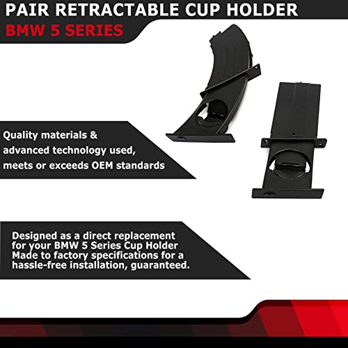 FEXON Left Right Side Dashboard Cup Holder Compatible with BMW 5 Series 525i 525xi 528i 528xi 530i 530xi 535i 535xi 545i 550i M5 E60 E61 2004-2010 Replaces 51459125626 51459125622 Black - Image 3