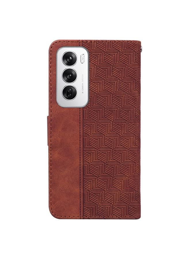 S-TOP Case For OPPO Reno12 5G Global Geometric Embossed Leather Phone Case - Image 4
