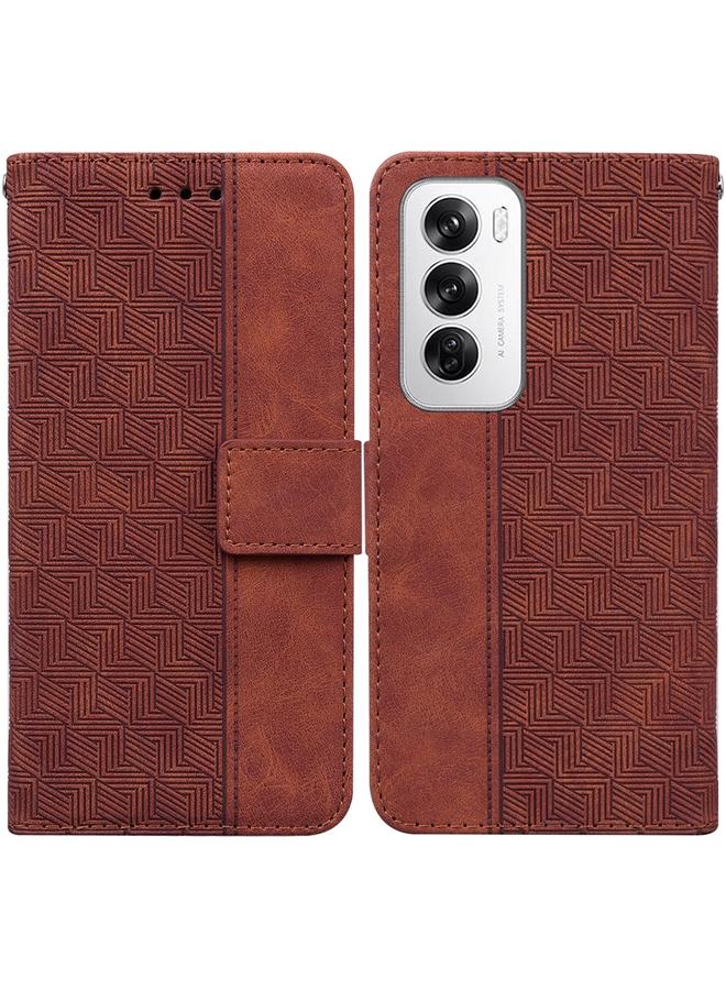 S-TOP Case For OPPO Reno12 5G Global Geometric Embossed Leather Phone Case - Image 1