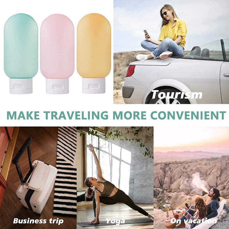 M'AYCREATE MAYCREATE® 3pcs Travel Bottles - 60ml Plastic Squeeze Bottles, Leakproof Travel Kit for Toiletries, Multicolor - Image 5