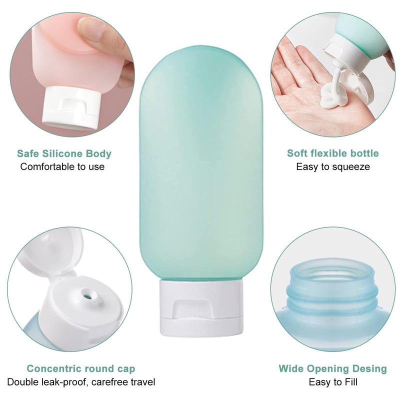 M'AYCREATE MAYCREATE® 3pcs Travel Bottles - 60ml Plastic Squeeze Bottles, Leakproof Travel Kit for Toiletries, Multicolor - Image 3