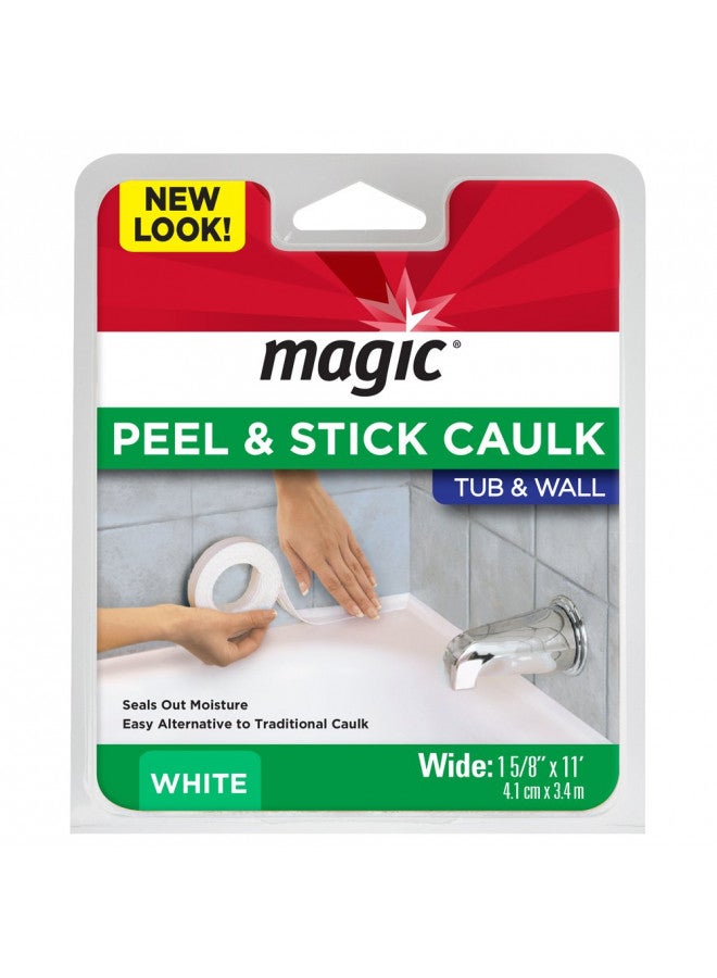 Magic American Magic Tub and Wall Peel and Caulk Strip - Create a Tight Seal Between the Bathtub and Wall to Keep Moisture Out - 1-5/8 Inch by 11 Feet - White - Image 1