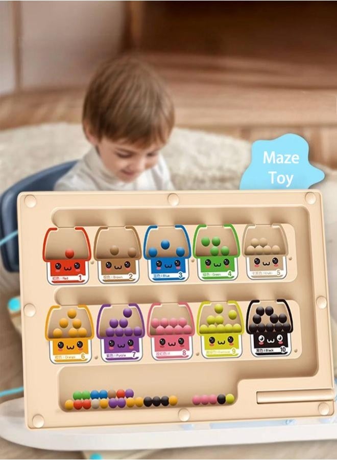 Fine Motor Skills Learning Wooden Toys, Magnetic Color and Number Matching Counting Maze Game, for Toddlers and Preschoolers, For Preschoolers Kids Boys Girls - Image 1