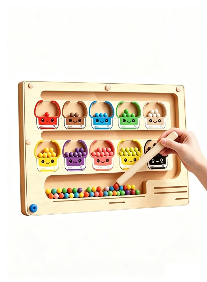 Fine Motor Skills Learning Wooden Toys, Magnetic Color and Number Matching Counting Maze Game, Brain Games,for Toddlers and Preschoolers, For Preschoolers Kids Boys Girls - Image 1