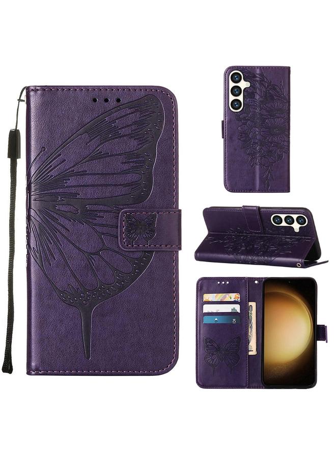S-TOP Case For Samsung Galaxy S24+ 5G Embossed Butterfly Leather Phone Case - Image 1