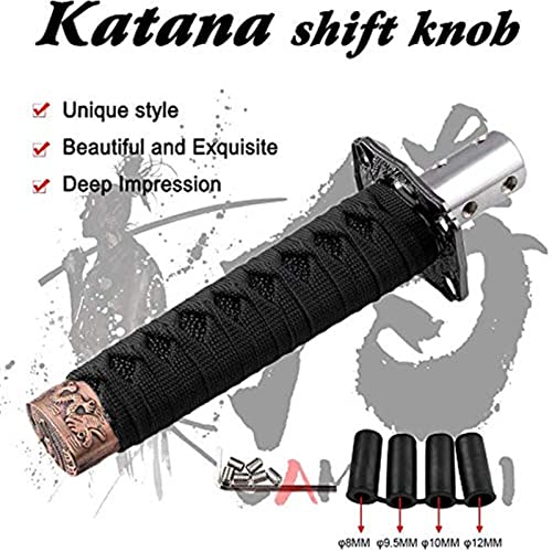 RYANSTAR RACING RYANSTAR Universal Gear Shift Knob Sword Shift Knobs Katana Samural Shift Gear Lever Compatible with Manual Cars Most Automatic Cars with 4 Adapters Black Black - Image 2