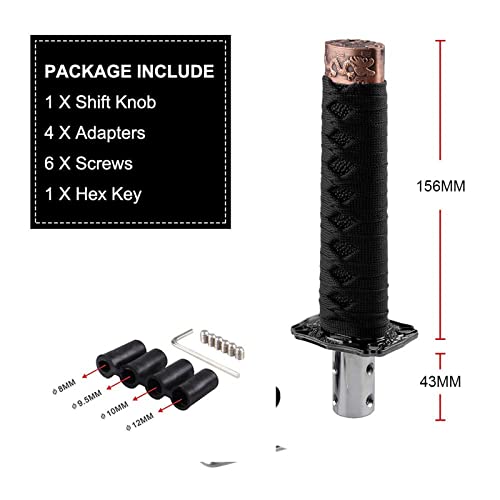 RYANSTAR RACING RYANSTAR Universal Gear Shift Knob Sword Shift Knobs Katana Samural Shift Gear Lever Compatible with Manual Cars Most Automatic Cars with 4 Adapters Black Black - Image 5