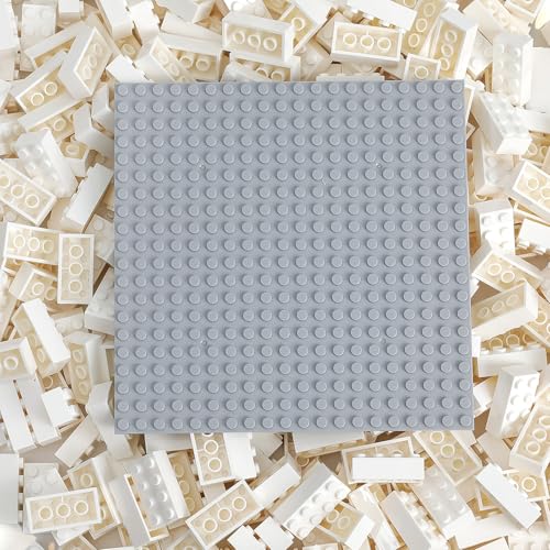 HUIZDQ 500 Piece Classic Building Bricks and 1 Gray Baseplate 2x4 Bricks Bulk Creative Building Toys Blocks Bulk for Kids Ages 6 WhiteSmall Bricks 125x062x047 in - Image 1