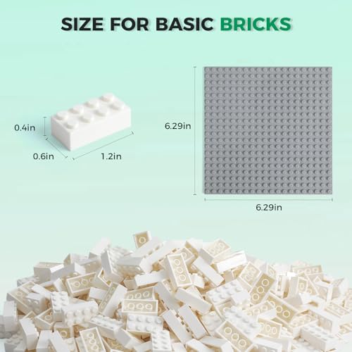 HUIZDQ 500 Piece Classic Building Bricks and 1 Gray Baseplate 2x4 Bricks Bulk Creative Building Toys Blocks Bulk for Kids Ages 6 WhiteSmall Bricks 125x062x047 in - Image 5
