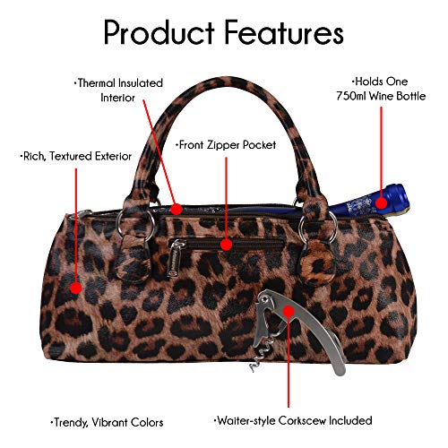 Primeware Wine Clutch Bag (Thermal Insulated) Trendy Women's Carry Tote | Holds Red & White 750mL Bottles | Trendy Fashion | Incl. Portable Waiter-Style Corkscrew - Image 4