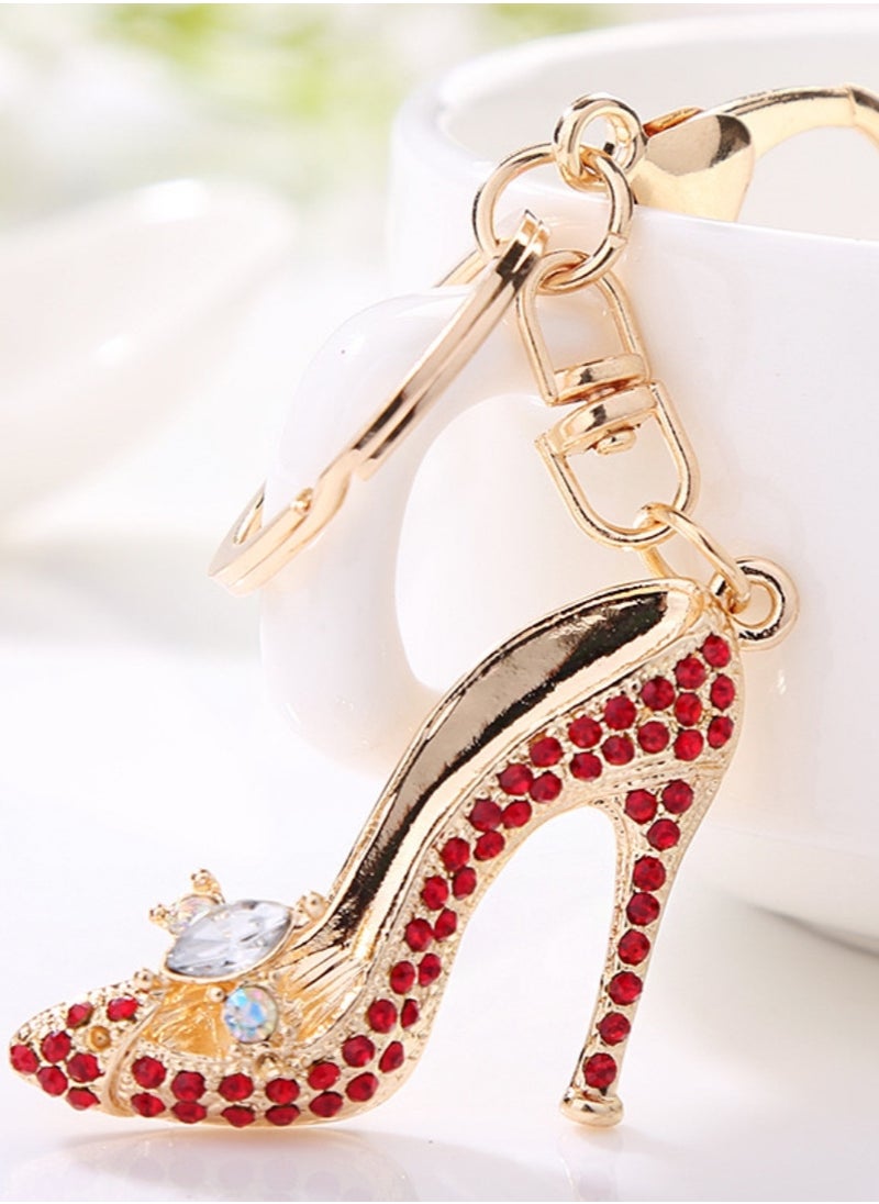 Generic Chic and Radiant  Alloy Diamond-Inlaid Red High Heel Keychain  - Image 1