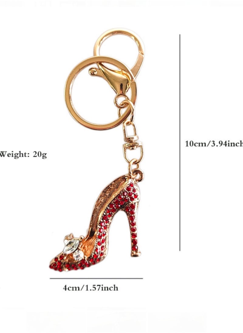 Generic Chic and Radiant  Alloy Diamond-Inlaid Red High Heel Keychain  - Image 2