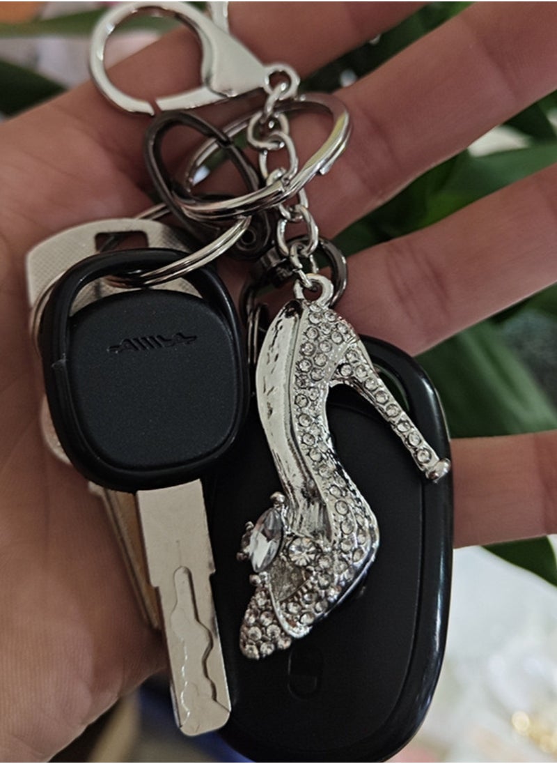 Generic Chic and Radiant  Alloy Diamond-Inlaid Red High Heel Keychain  - Image 5
