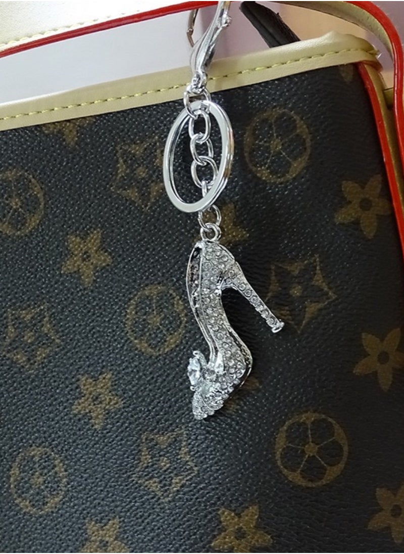 Generic Chic and Radiant  Alloy Diamond-Inlaid Red High Heel Keychain  - Image 4
