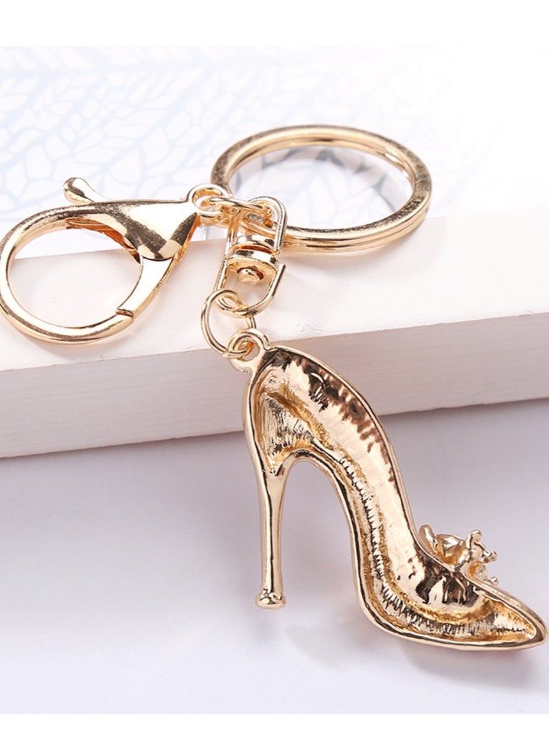 Generic Chic and Radiant  Alloy Diamond-Inlaid Red High Heel Keychain  - Image 3