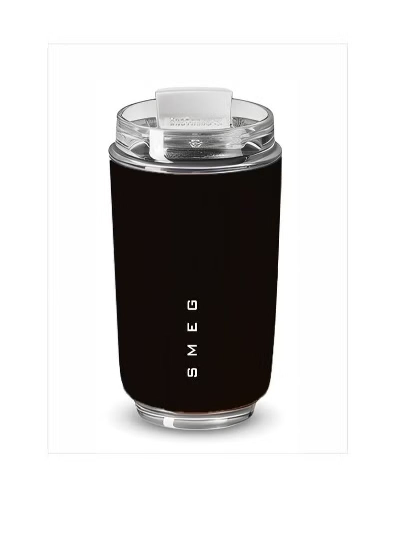 smeg Travel Coffee smeg Mug, 320ml Insulated Beverage Cup With Leakproof Lid, Long Lasting Coffee Tumbler With Lid And Straw, Travel Coffee Thermos Black - Image 1