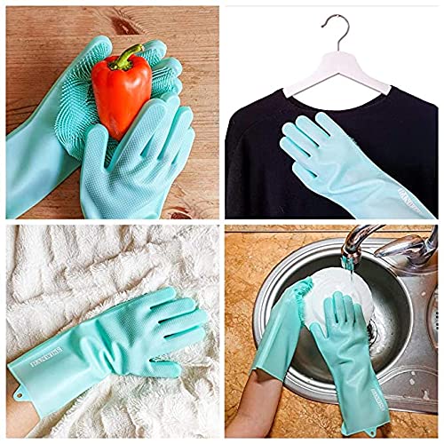 Bagonias Magic Silicone Dish Washing Gloves, Silicon Cleaning Gloves, Silicon Hand Gloves for Kitchen, Pet Grooming, Great for Washing Dishes, Cars, Bathrooms, Floor Cleaning (Multicolor, 1 Pair) - Image 4