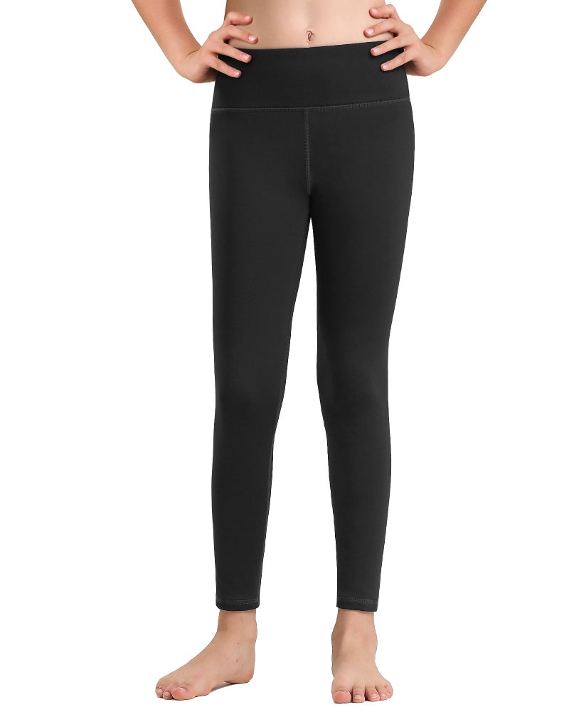 Stelle Girls Athletic Leggings Kids Dance Workout Running Yoga Pants with Hidden Pocket (Black, 10-11 Years) - Image 2