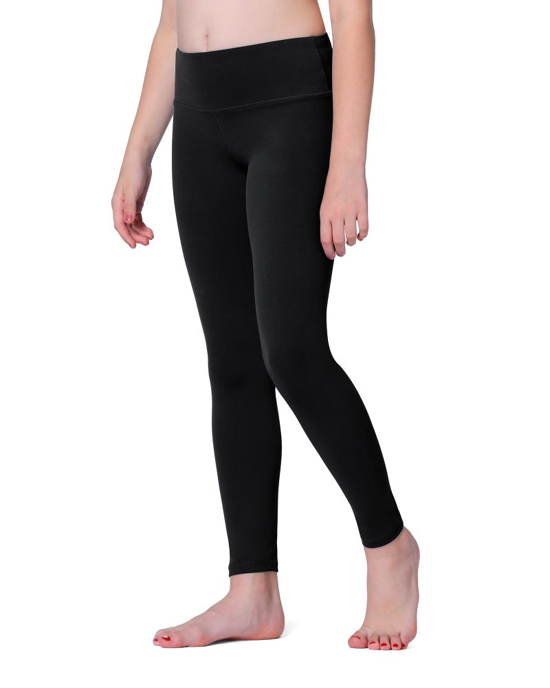 Stelle Girls Athletic Leggings Kids Dance Workout Running Yoga Pants with Hidden Pocket (Black, 10-11 Years) - Image 1