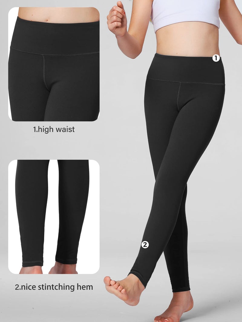 Stelle Girls Athletic Leggings Kids Dance Workout Running Yoga Pants with Hidden Pocket (Black, 10-11 Years) - Image 4
