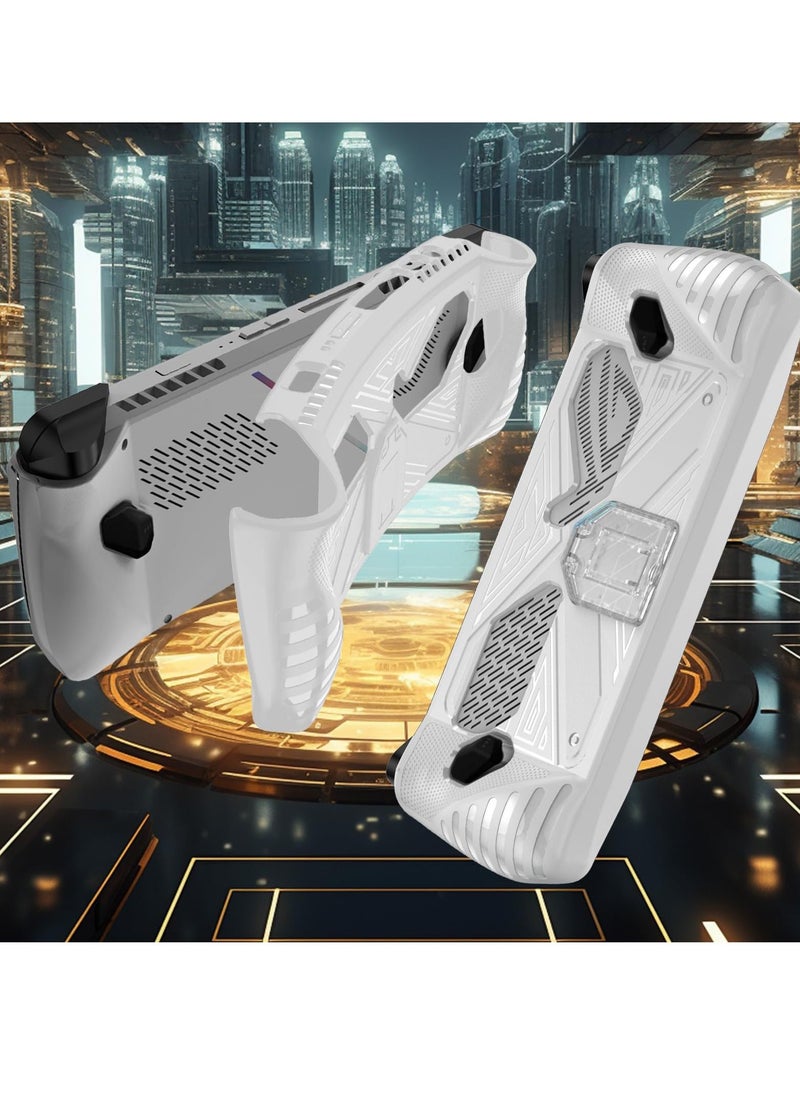 Travel Handbag, Protection Case for ASUS ROG Ally, with Shock-Absorption and Anti-Scratch Design, Built-in Stand for Game Handheld Console - Anti-Drop Shockproof Shell (White)