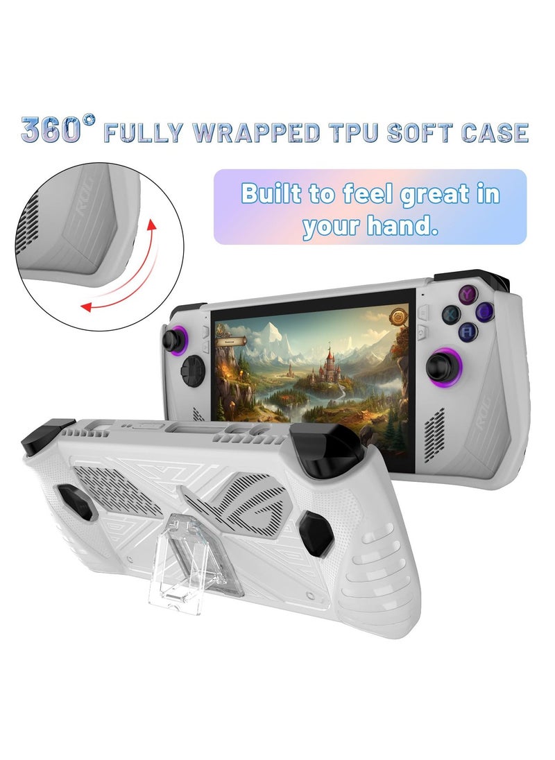 Travel Handbag, Protection Case for ASUS ROG Ally, with Shock-Absorption and Anti-Scratch Design, Built-in Stand for Game Handheld Console - Anti-Drop Shockproof Shell (White)