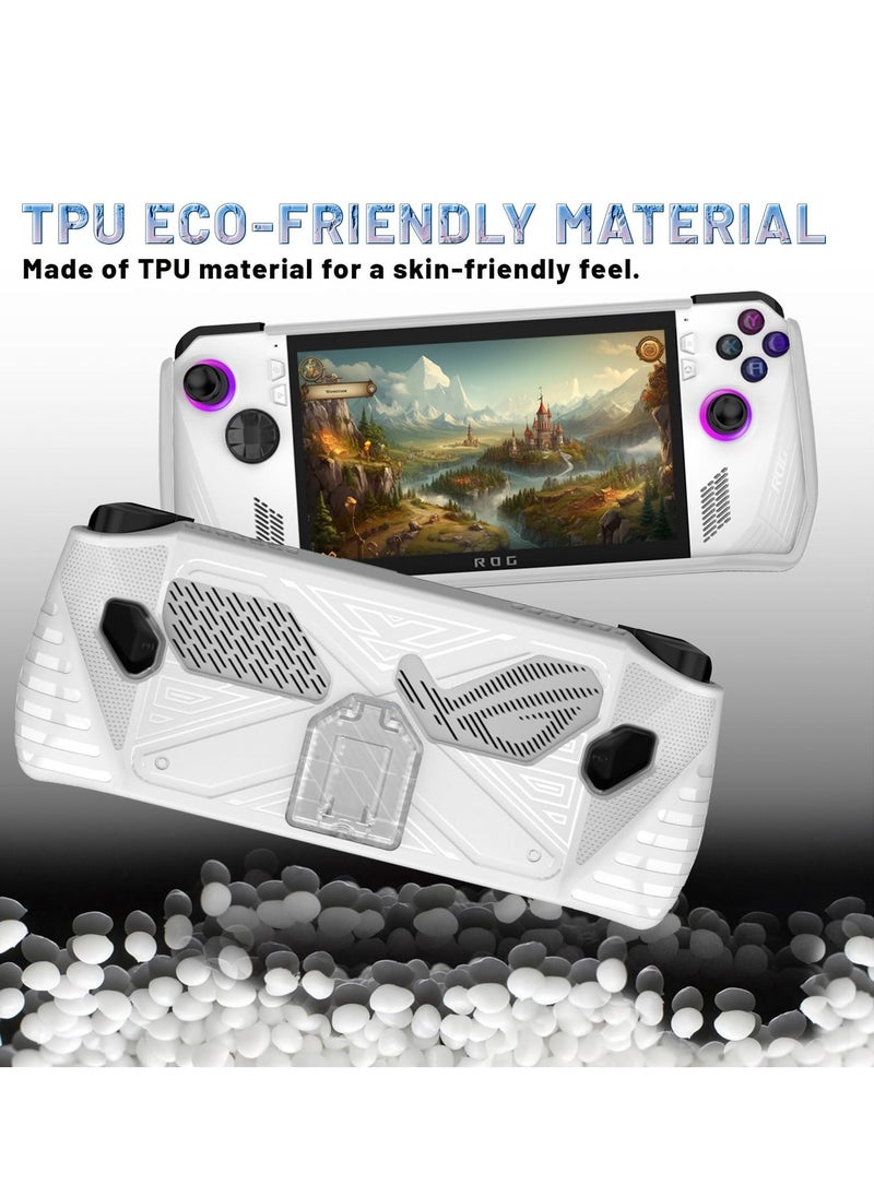 Travel Handbag, Protection Case for ASUS ROG Ally, with Shock-Absorption and Anti-Scratch Design, Built-in Stand for Game Handheld Console - Anti-Drop Shockproof Shell (White)