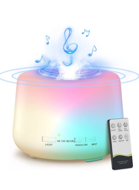 Humidifier Oil Fragrance Diffuser Bluetooth Speaker 5.0, 500ML Aromatherapy Diffusers for Aroma Essential Oils Large Room Bedroom Office Home 14 Colors Night Light with Remote, 4 Timers