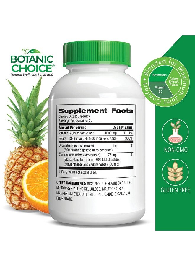 Botanic Choice مكمل مركب حمض اليوريك من بوتانيك تشويس - دعم مفاصل القدم - يساعد في تخفيف الانزعاج مع بذور الكرفس و البروميلين - خالي من الغلوتين، غير معدل وراثيًا، 60 كبسولة - Image 2