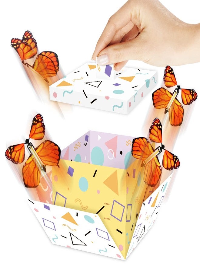 FETTIPOP DIY Butterfly Explosion Gift Box (white-yellow) DIY 7.1x5.5x4.3 inches, Surprise Flying Butterfly Box - Image 1