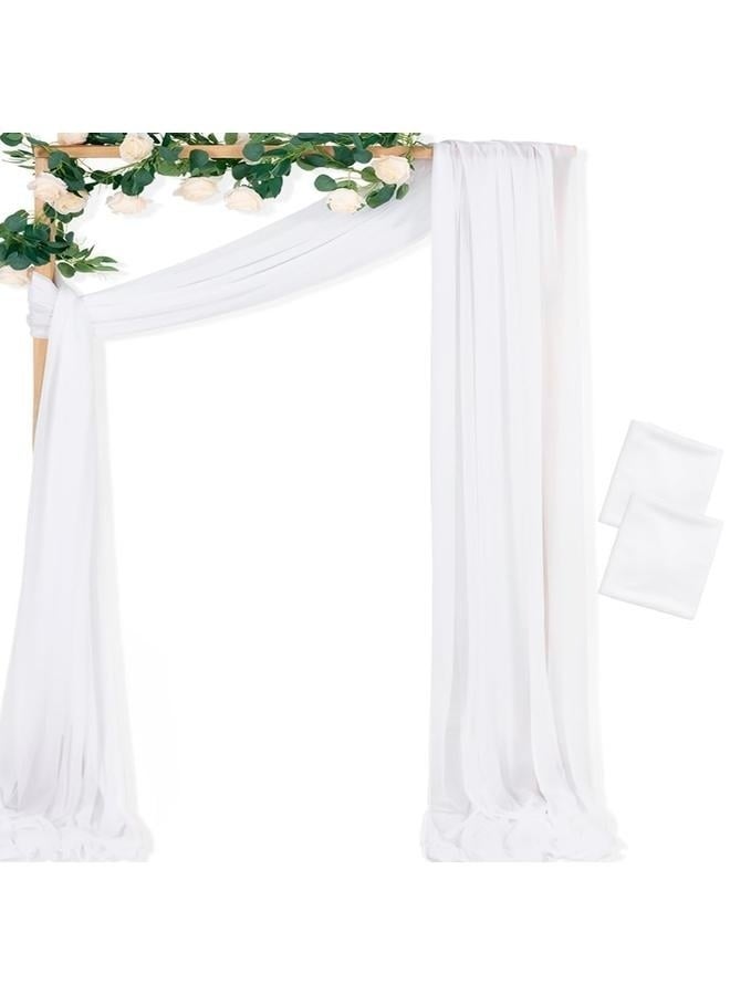 White Wedding Arch Draping Fabric 1 Panels Extra Long Gauze Drapes Sheer Backdrop Curtains Outdoor Drapery Panels for Wedding Church Ceremony Ceiling Decoration  - Image 2