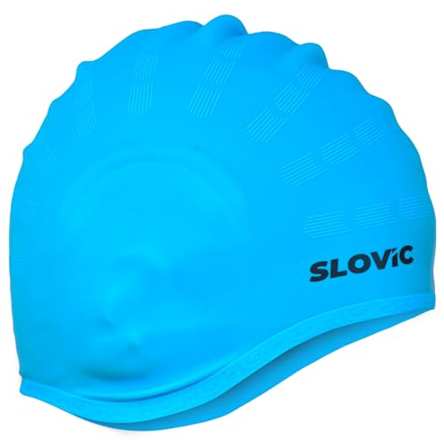 Slovic Swimming Cap for Men & Women [Light Blue] | Swimming Caps for Women with Long Hair | Swimming Accessories for Men & Women |Unisex & Waterproof Silicon Cap to Prevent Chemical Damage | Free Size - Image 1