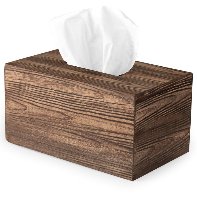 WOOD TISSUE BOX COVER RECTANGULAR RUSTIC FARMHOUSE WOODEN TISSUE HOLDER