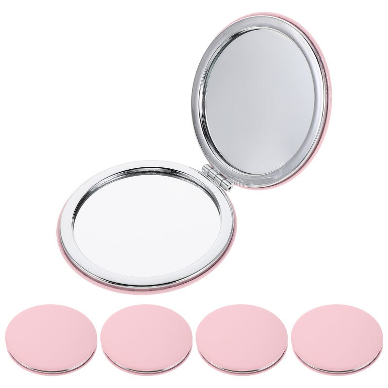 5 Pcs Portable Folding Makeup Mirrors - Compact Round Vanity Mirror for Women - Double-Sided Small & Pocket Size for Purse Office Travel - Image 5