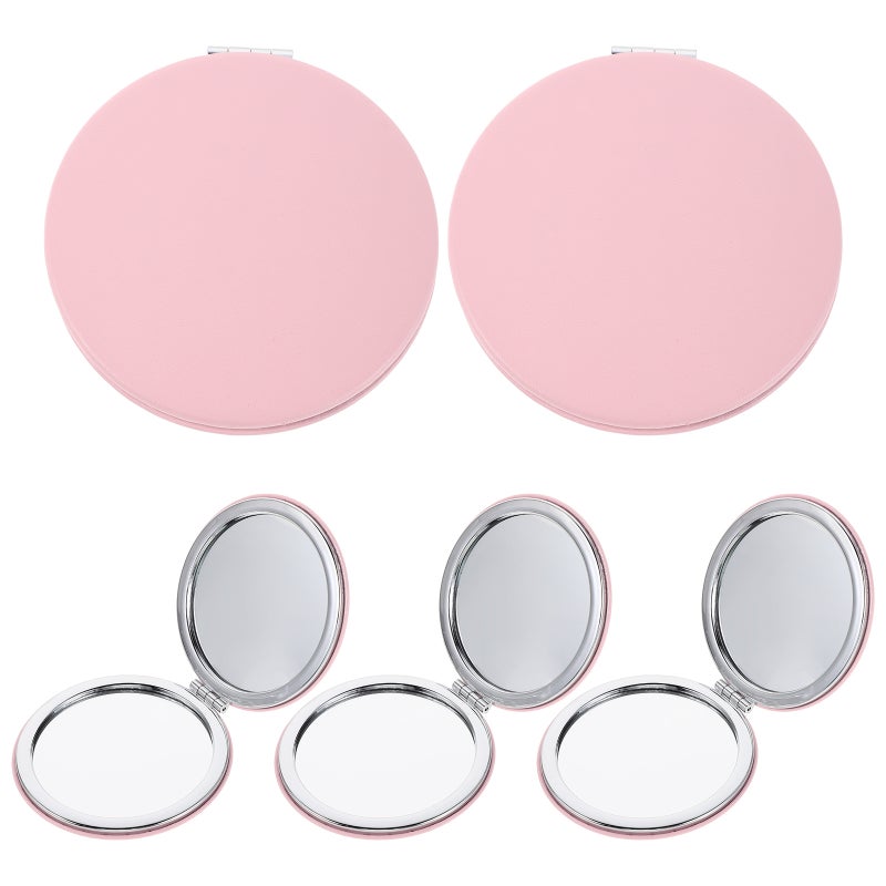 5 Pcs Portable Folding Makeup Mirrors - Compact Round Vanity Mirror for Women - Double-Sided Small & Pocket Size for Purse Office Travel - Image 3