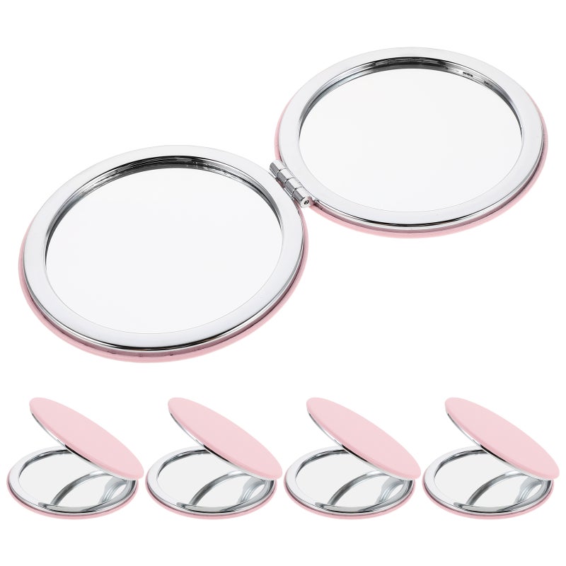 5 Pcs Portable Folding Makeup Mirrors - Compact Round Vanity Mirror for Women - Double-Sided Small & Pocket Size for Purse Office Travel - Image 4