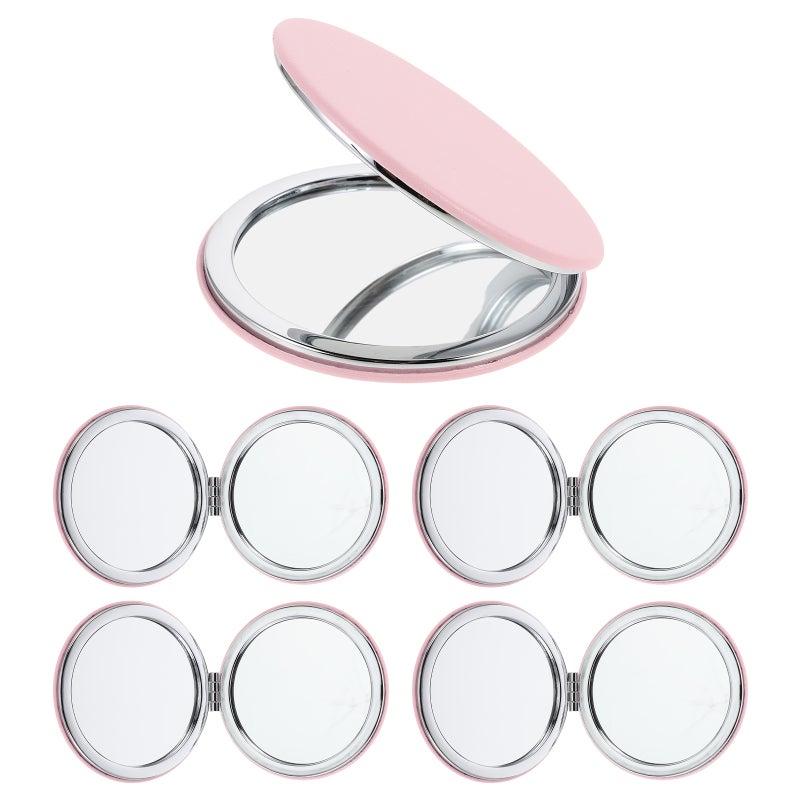 5 Pcs Portable Folding Makeup Mirrors - Compact Round Vanity Mirror for Women - Double-Sided Small & Pocket Size for Purse Office Travel - Image 1