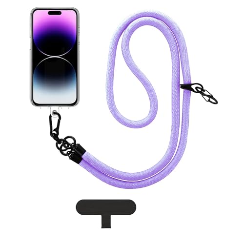 GadgetBite Phone Lanyard for Mobile Strap String Multipurpose Hand Wrist Strap Cross Body Shoulder Strap for Hands Free Carrying Keychain for Cellphone Camera Keys ID Cards USB Flash Drive - Purple - Image 1