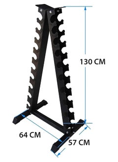 Sky Land Heavy-Duty Dumbbell Rack | 10-Pair A-Frame Weight Stand – Compact, Space-Saving & Sturdy Home Gym Organizer – EM-9228, Black  - Image 3