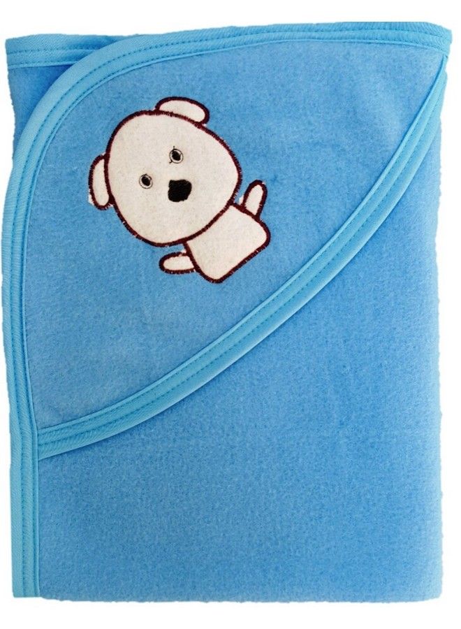 Brandonn Classic Polar Fleece Side Border Baby Blanket (Blue) - Image 1