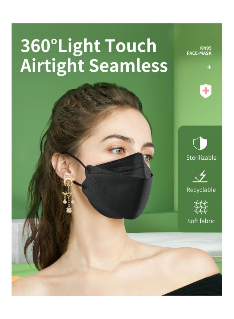 ZIZLY 5 Pieces N95 FFP2 4-Layer Filter Face Mask For Adults Black - Image 2
